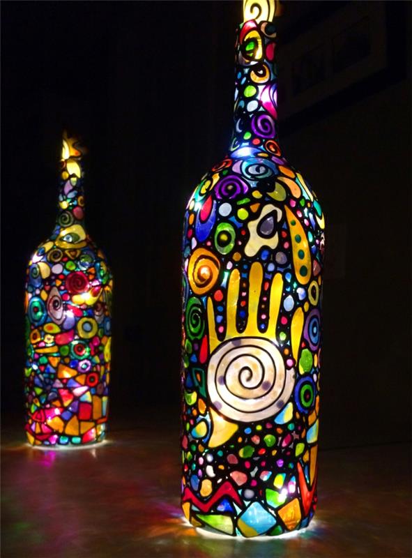 idées de recyclage lampes et lampes de bricolage lampes à led lampes orientales lampe avec détecteur de mouvement lampes design glass-painting2