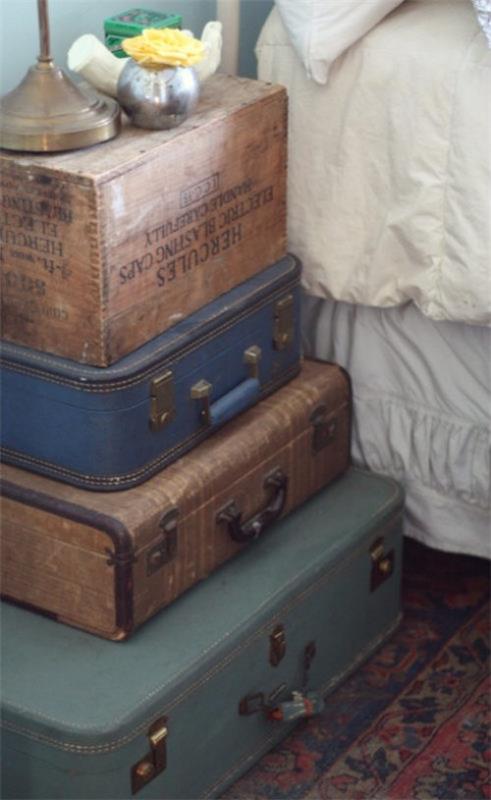 table de chevet bricolage valise antique