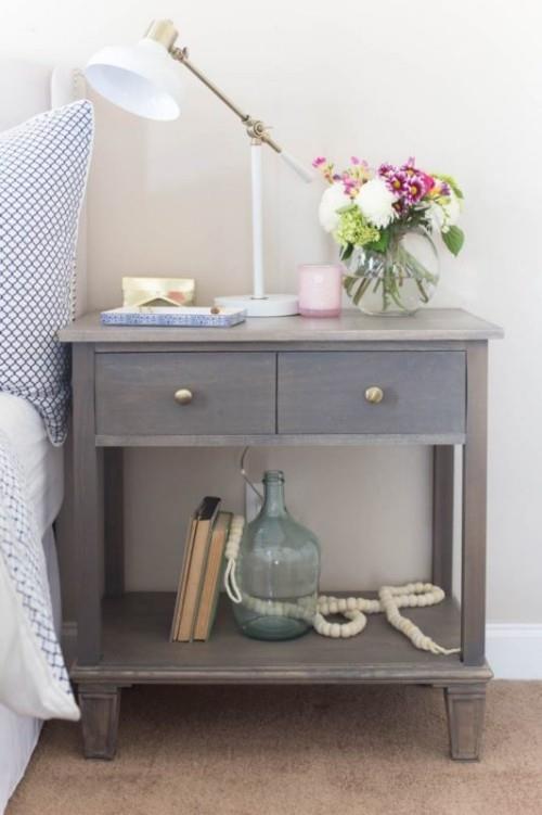 table de chevet bricolage couleur grise et grande ouverture