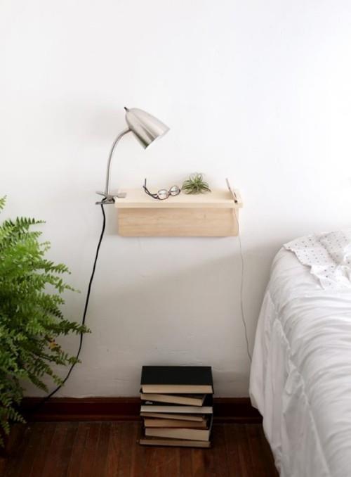 table de chevet bricolage avec veilleuse