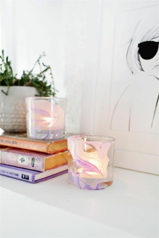 DIY marmurowa dekoracja tealight