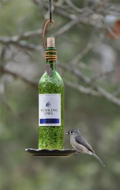 bricolage oiseau mangeoire à oiseaux décorations de bouteille de vin