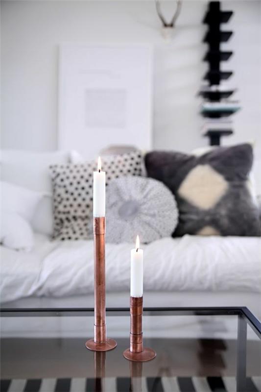 DIY żywe pomysły świecznik z metalowej tuby zrób sobie dekorację ze świecami
