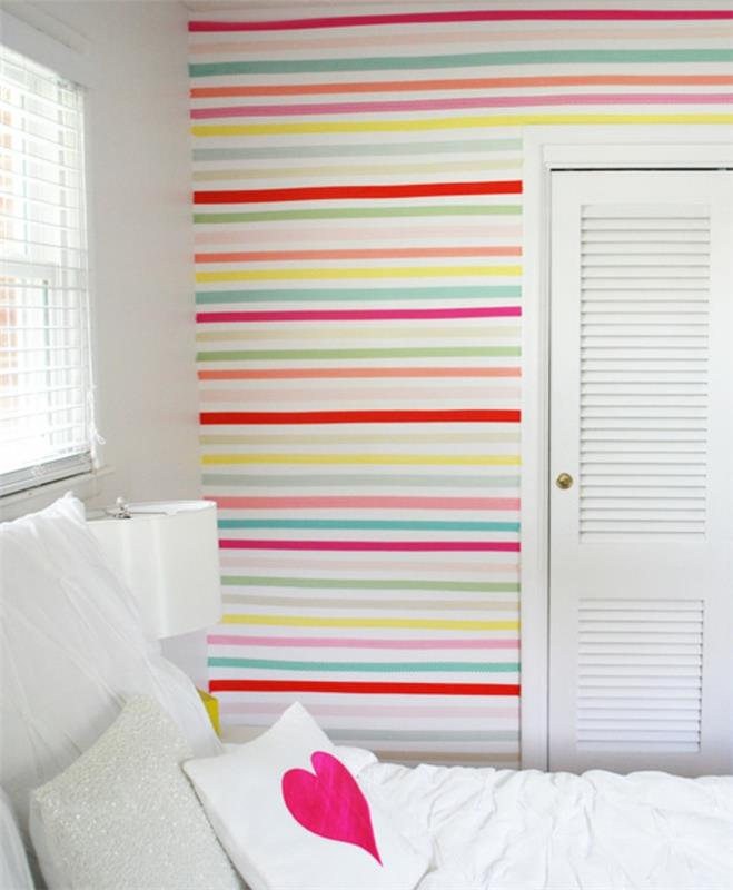 DIY idées maison décoration murale rayures colorées peinture murale design