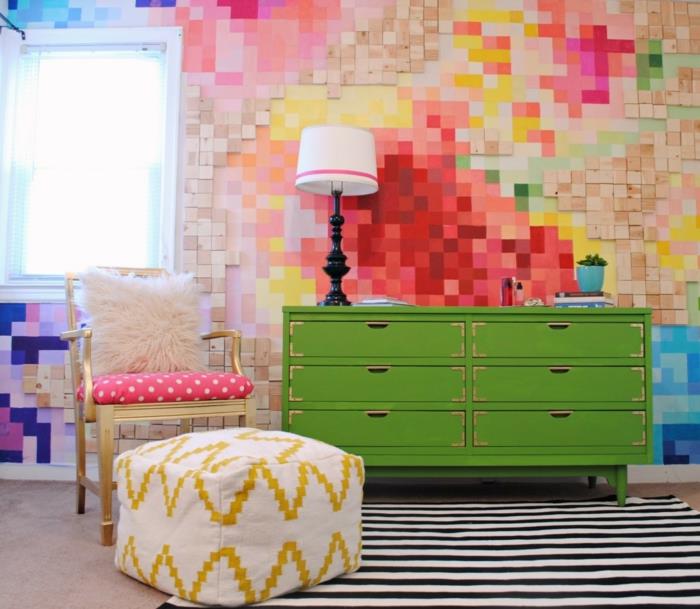 idées de maison bricolage conception de mur couleur de mur motifs carrés colorés