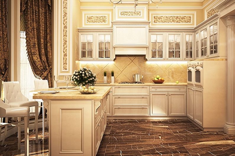 Klassische beige Küche - Innenarchitektur