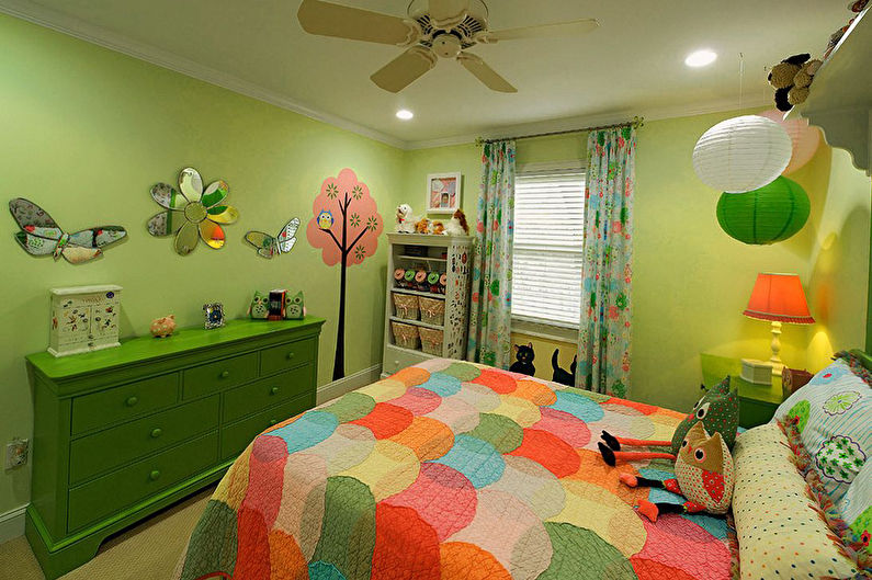 غرفة أطفال خضراء لفتاة - تصميم داخلي