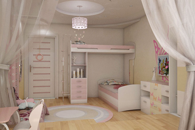 Návrh interiéru dětského pokoje pro dívku - fotografie