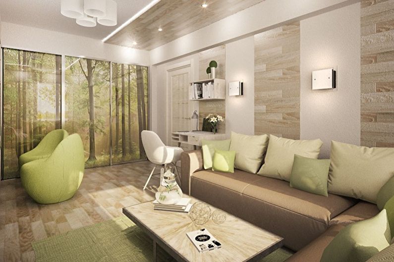 Wohnzimmer 12 qm im Öko-Stil - Innenarchitektur
