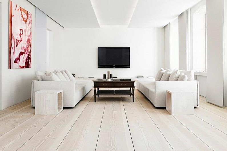 Návrh obývacího pokoje 20 m2 - povrchová úprava podlah