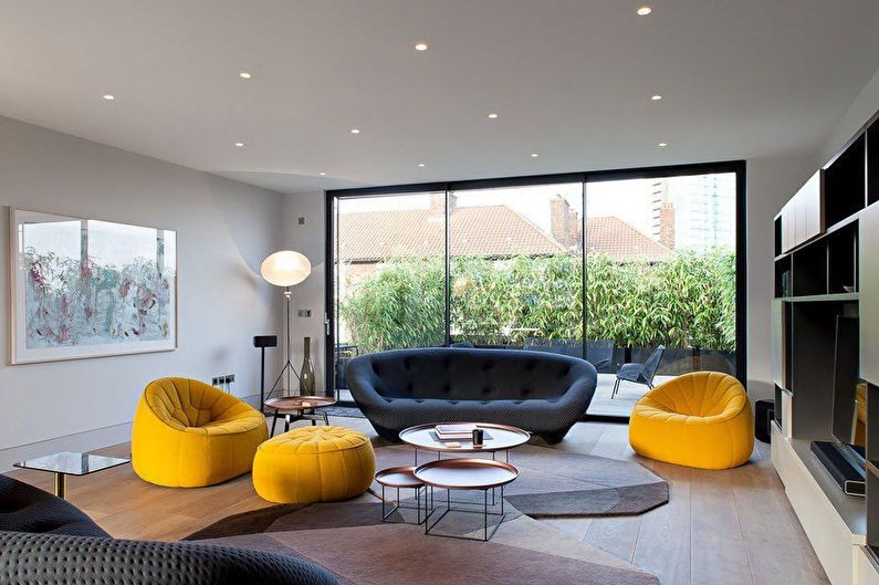 Návrh obývacího pokoje 20 m2 v moderním stylu