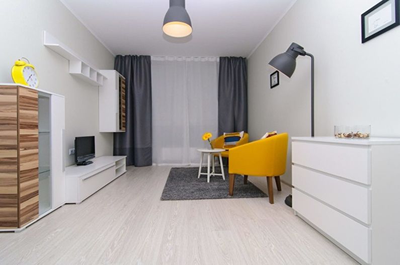 Design obývacího pokoje ve stylu minimalismu - Stropní dekorace
