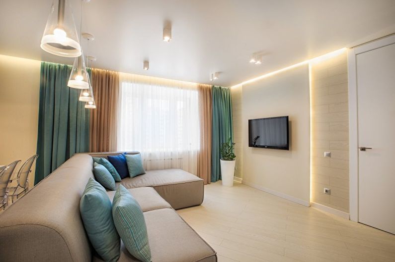 Design obývacího pokoje ve stylu minimalismu - osvětlení