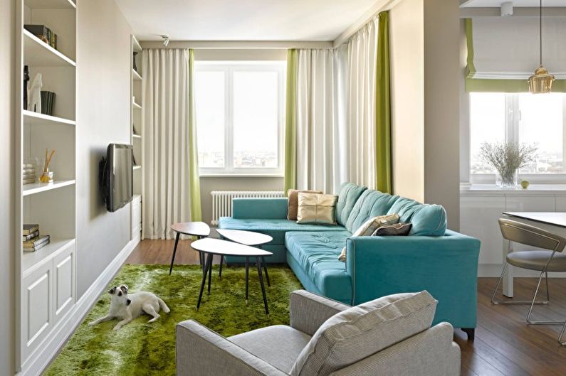 Design obývacího pokoje ve stylu minimalismu - Dekor a textil