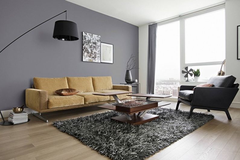 Návrh interiéru obývacího pokoje ve stylu minimalismu - fotografie
