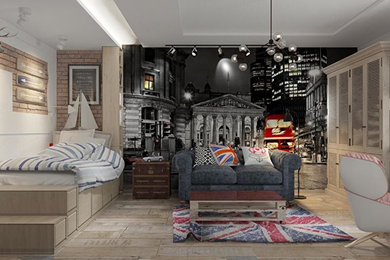 Loft Style Teen Boy Room - interiérový design