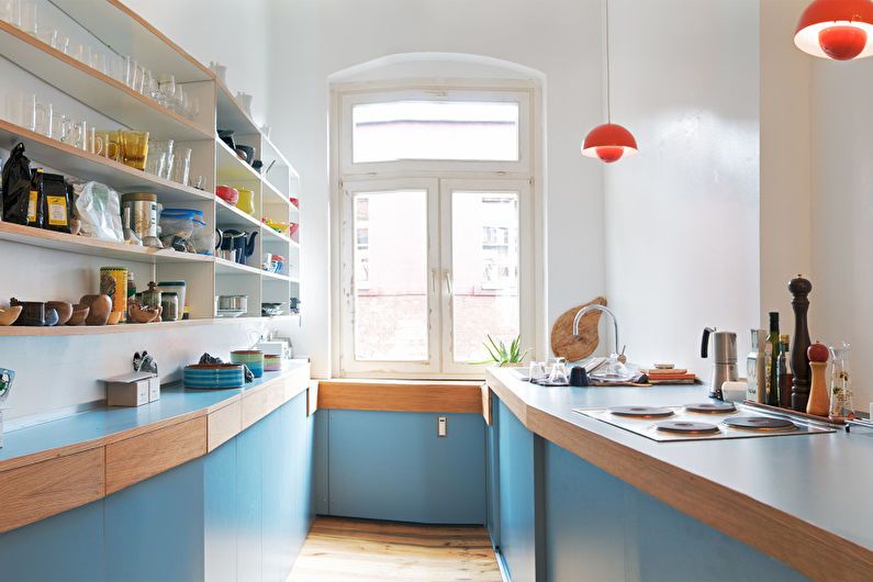 Синя кухня 6 кв.м. - Вътрешен дизайн