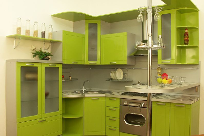 Зелена кухня 6 кв.м. - Вътрешен дизайн