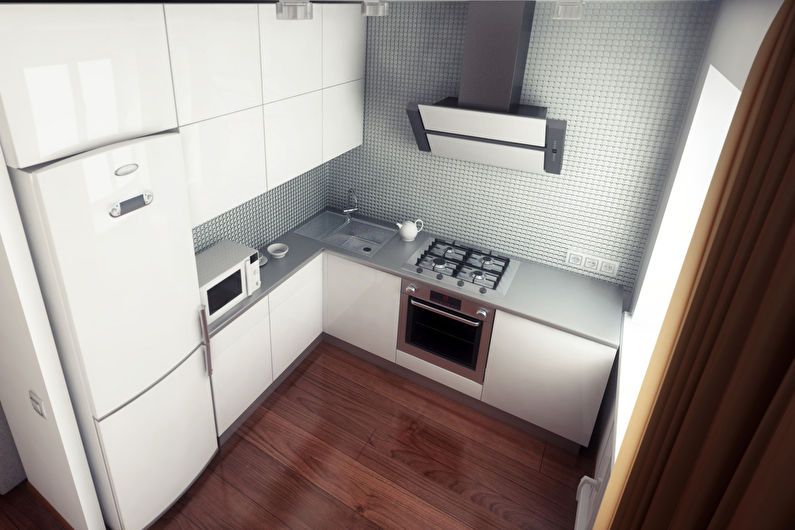 Кухненски дизайн 6 кв.м. с хладилник