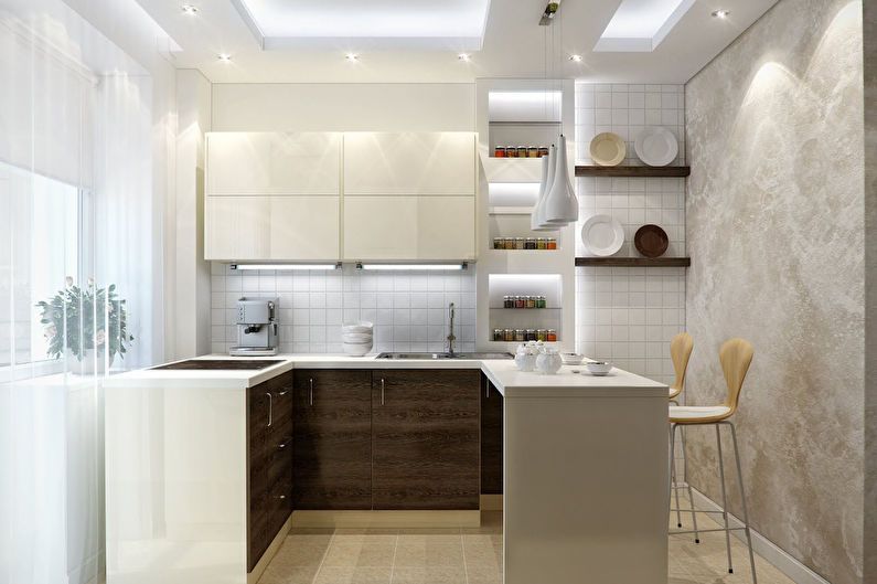 Интериорен дизайн на кухня 6 кв.м. - Снимка