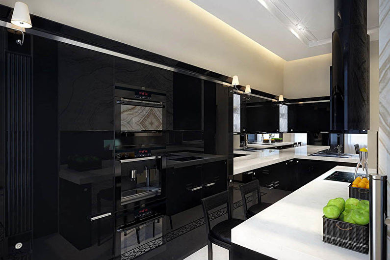 Černá kuchyně 8 m2 - Vzhled interiéru