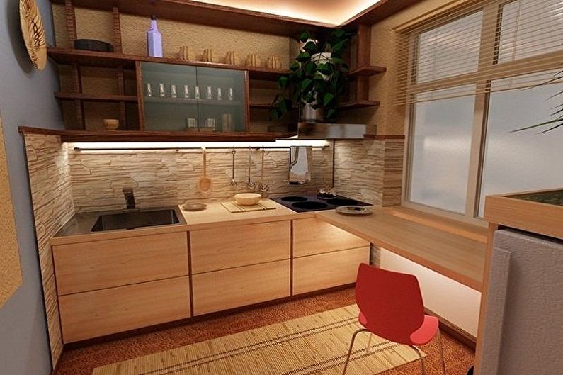 Интериорен дизайн на кухнята в Хрушчов - снимка