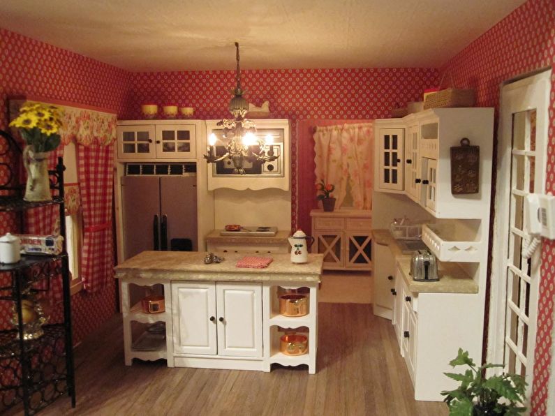 تصميم مطبخ صغير على الطراز الريفي - الصورة