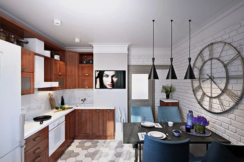 Malá kuchyně ve stylu podkroví - interiérový design