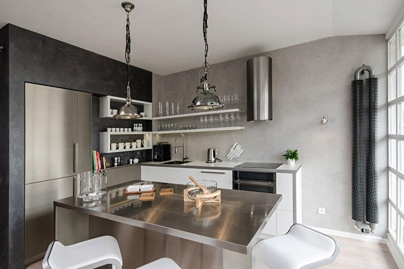 Malá kuchyň ve stylu podkroví - interiérový design