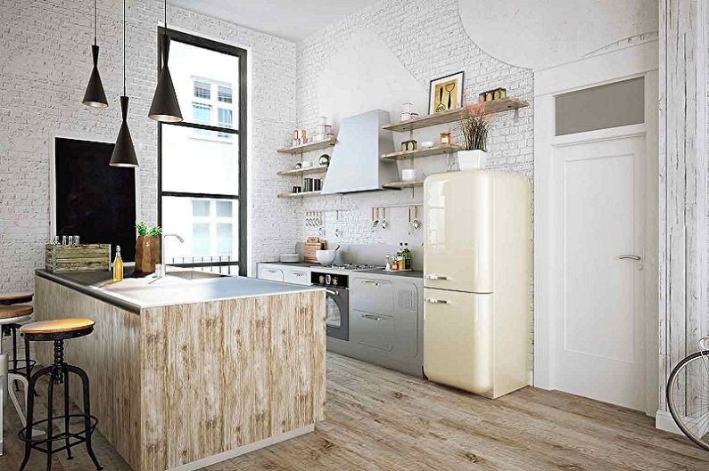 Kuchyně ve stylu bílého podkroví - interiérový design