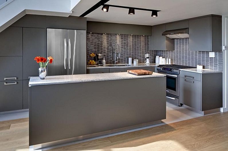 Kuchyně ve stylu šedého podkroví - interiérový design