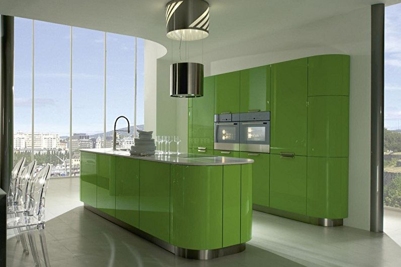 مطبخ أخضر بأسلوب التبسيط - التصميم الداخلي