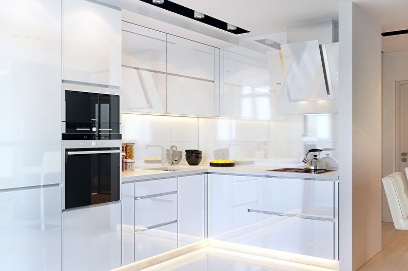 مطبخ أبيض بأسلوب التبسيط - التصميم الداخلي