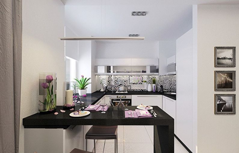 Moderní bílá kuchyně - interiérový design