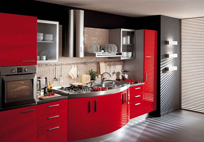 Moderní červená kuchyně - interiérový design