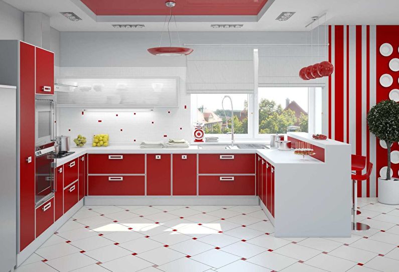 Moderní červená kuchyně - interiérový design