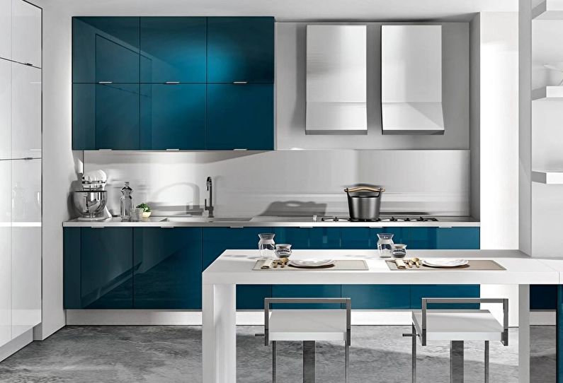Moderní modrá kuchyně - interiérový design