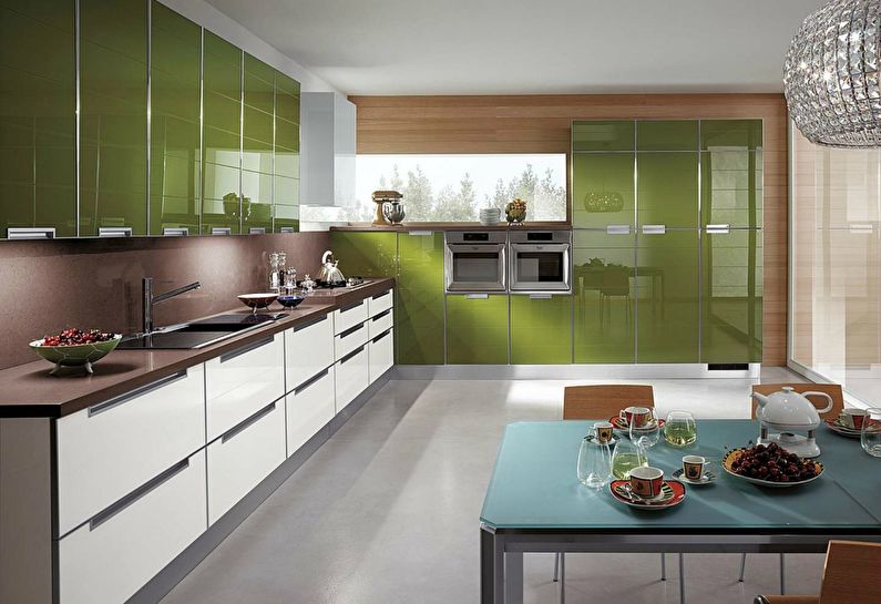 Moderní zelená kuchyně - design interiéru