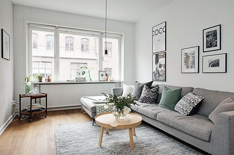 Kleines skandinavisches Wohnzimmer - Innenarchitektur