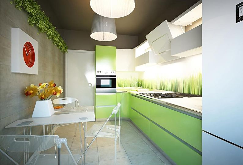 Kleine Küche in Grün - Innenarchitektur