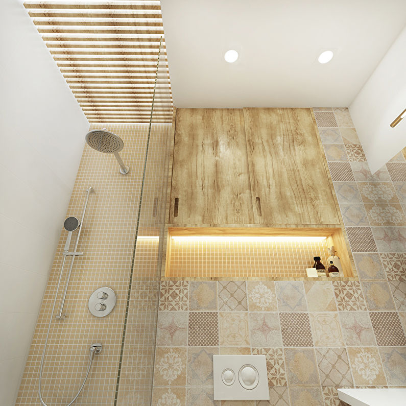 Таван дизайн в банята 3 кв.м. - Снимка