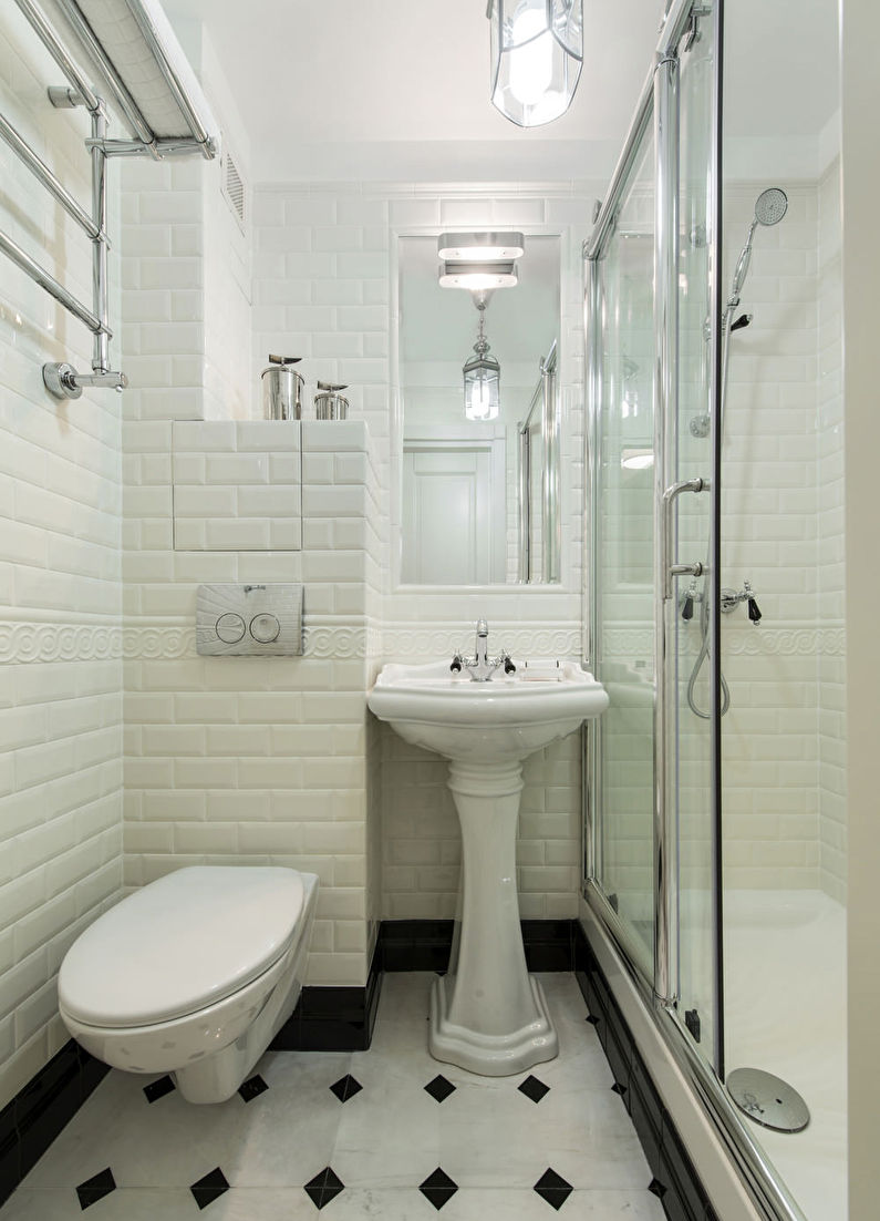 Дизайн на баня 3 кв.м. в класически стил - снимка