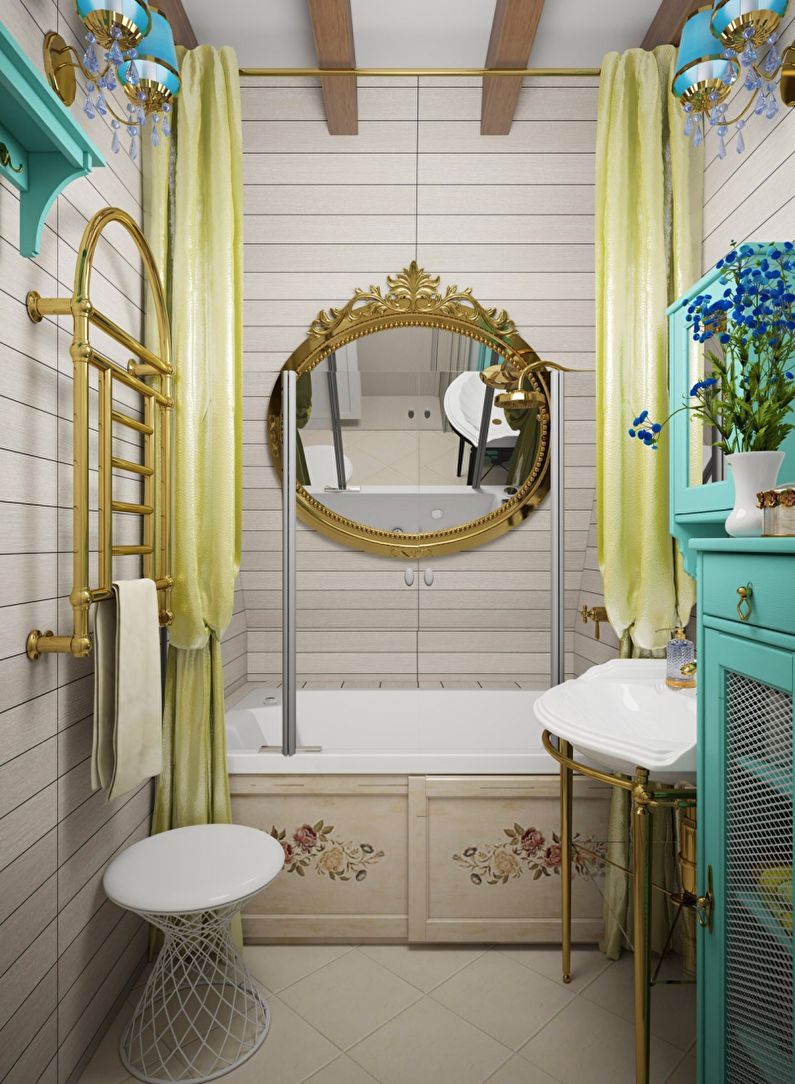 Дизайн на баня 3 кв.м. в стил Прованс - снимка