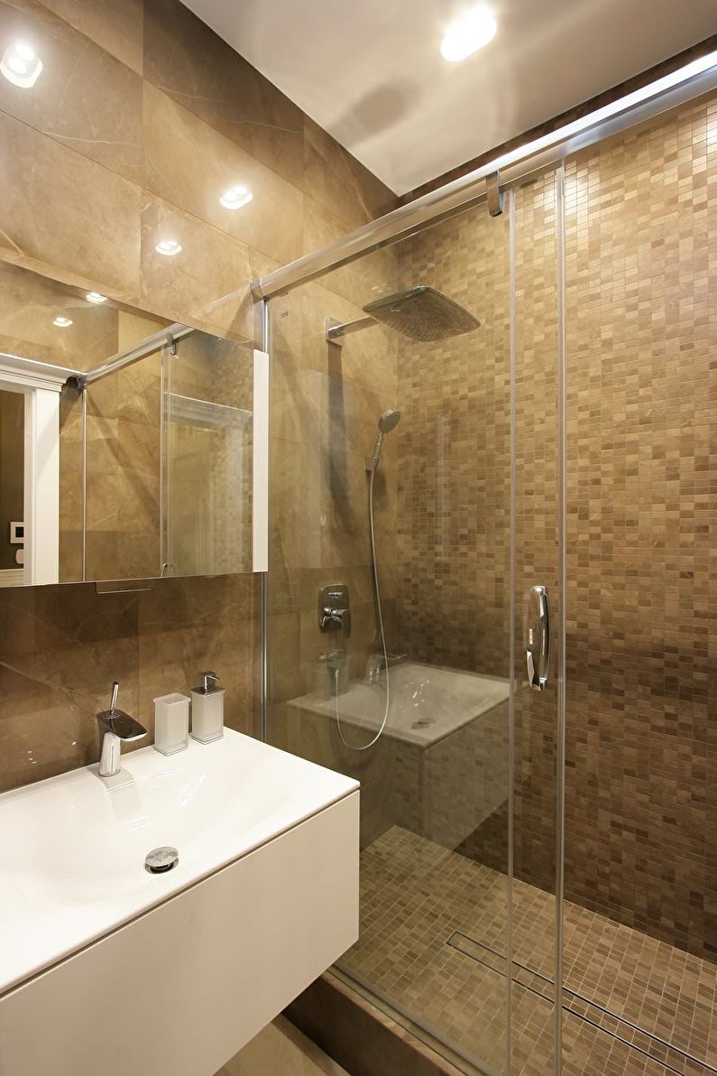 Дизайн на баня 3 кв.м. в стила на минимализма - снимка