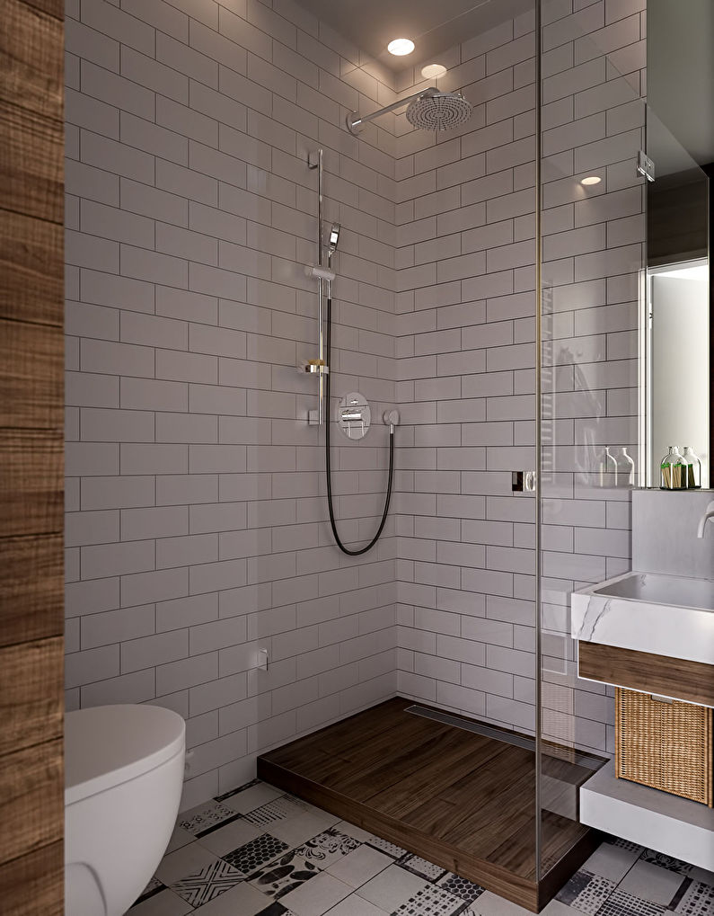 Дизайн на баня 3 кв.м. в скандинавски стил - снимка