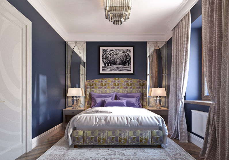 غرفة نوم زرقاء في خروتشوف - التصميم الداخلي