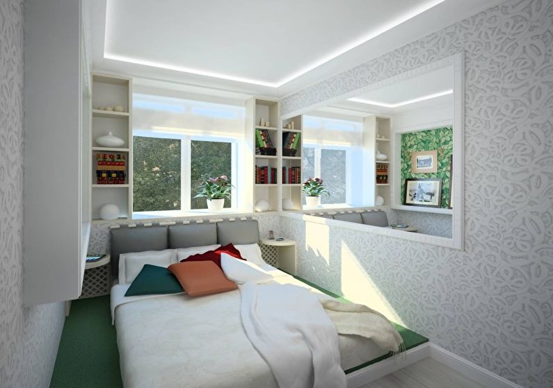 التصميم الداخلي لغرفة النوم في خروتشوف - الصورة
