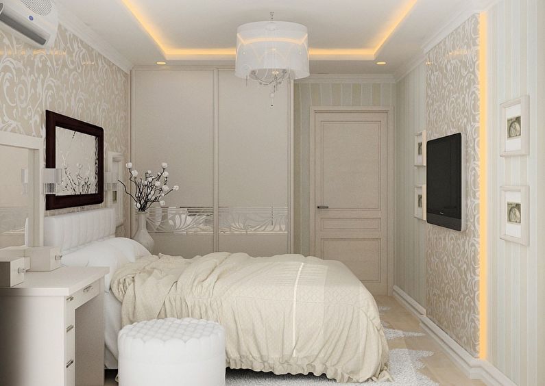 التصميم الداخلي لغرفة النوم في خروتشوف - الصورة