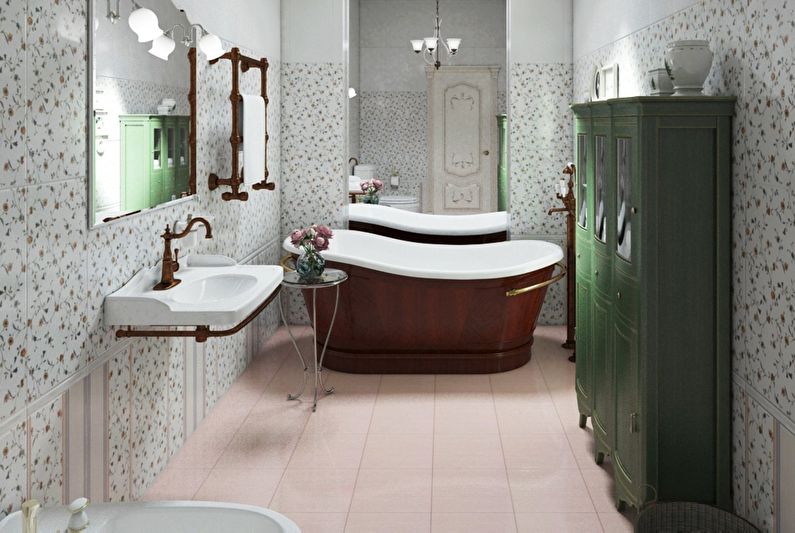 Interiérový design koupelny ve stylu Provence - fotografie