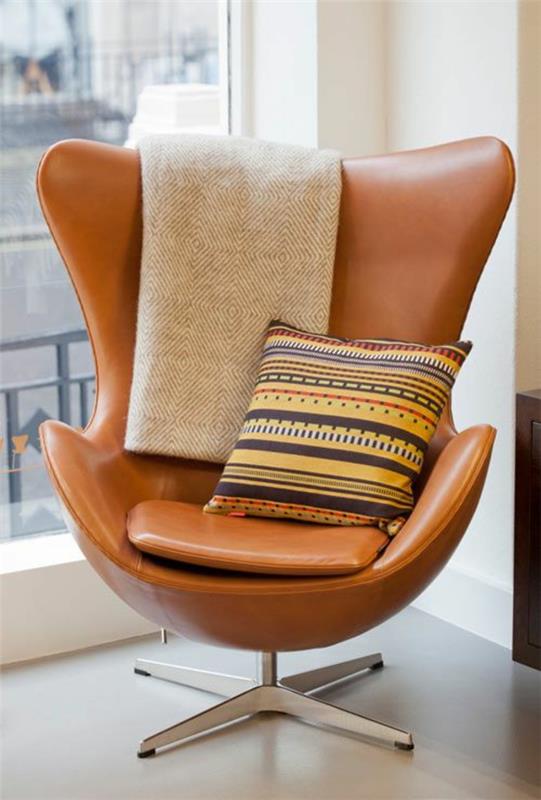 Duńskie meble designerskie Arne Jacobsen krzesło jajko ze skóry
